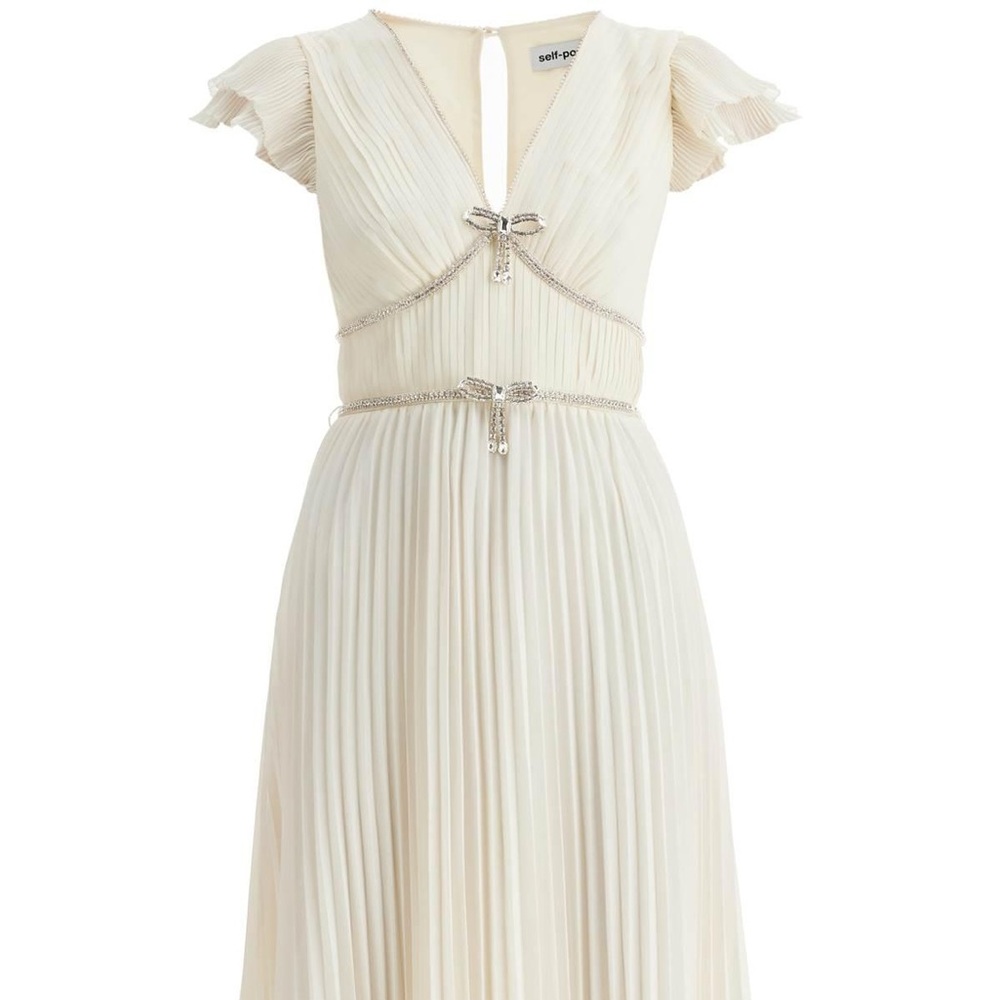 NWT Self-Portrait Ivory Pleated Strapless Dress - Size 10